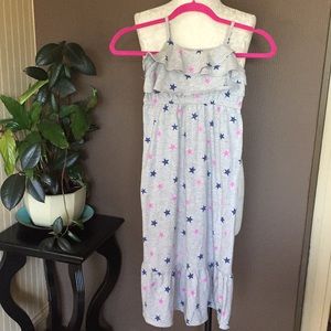 Cat & jack maxi dress with star fish and ruffles at top size 6/6x elasti…